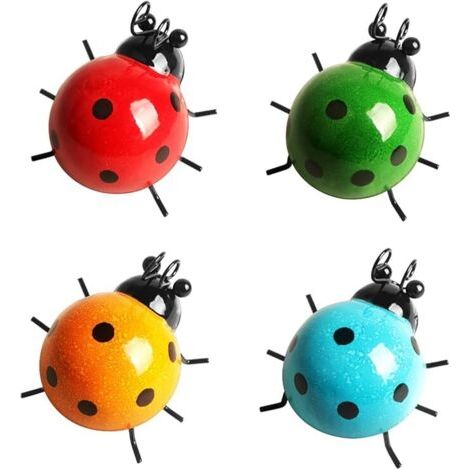 4 pièces Décoration de coccinelle en métal Décoration murale de coccinelle en métal Coccinelles en métal Art mural pour jardin Pelouse Décoration intérieure Sculptures murales extérieures (1/5)