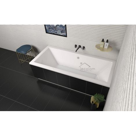 ECOLAM Baignoire rectangle Quadro 170x75 cm, pieds, siphon + silicone. Baignoire rectangle en acrylique (1/5)