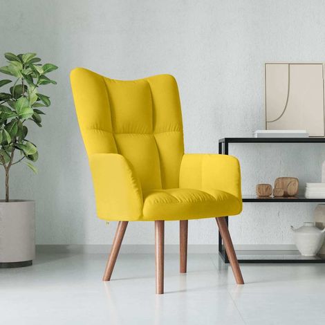 vidaXL Chaise de relaxation Jaune moutarde Velours (1/5)