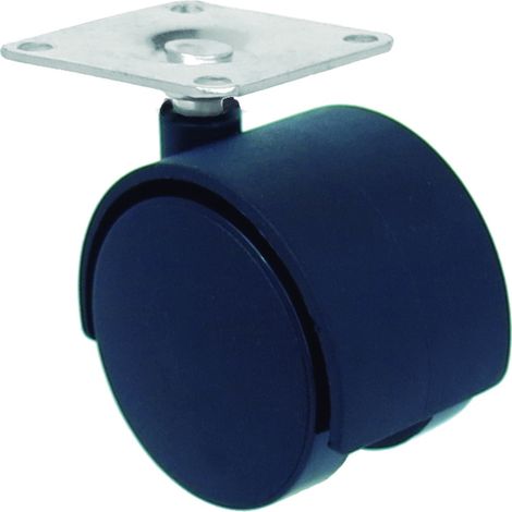 Roue de Mobilier 30mm Nylon Noir avec Plaque de Rotation 30kg
