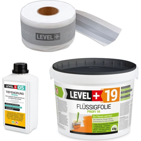 LEVEL+ Dichtset für Duschabdichtung Bad Dichtband Flüssigfolie 4kg SET510 (1/4)