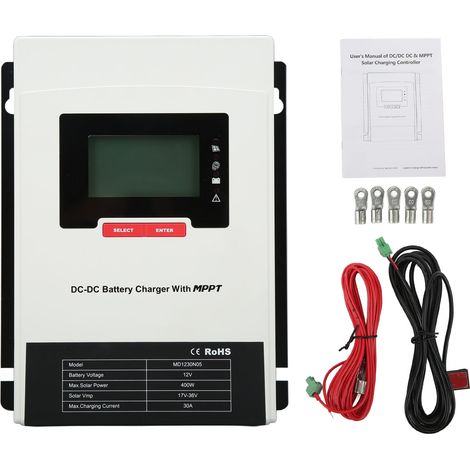 Régulateur de charge solaire MPPT DC-DC 30A 12V 24V, contrôleur photovoltaïque à suivi maximal, gestion optimale des panneaux solaires, chargeur intelligent pour système PV. (1/5)