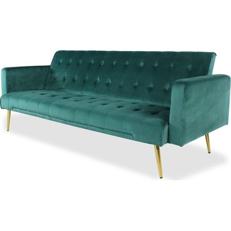 Canapé convertible clic-clac Justy Velours Vert (1/5)