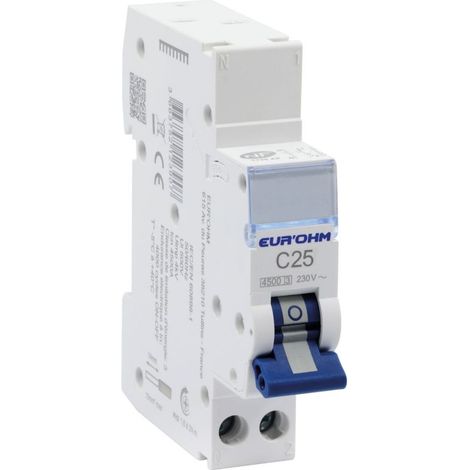 20321 Eur'ohm Disjoncteur 1p+n 25a Courbe C Connexion Automatique 4,5ka Nf