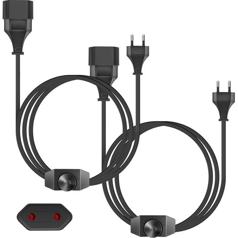 Variateur LED avec câble de 2 m, 2 câbles de lampe avec interrupteur à variateur d'intensité, intensité variable en continu, 220-250 V/100 W Max, variateur rotatif pour lampes LED (noir) (1/5)