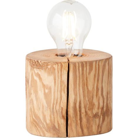 BRILLIANT Lampe, Trabo Tischleuchte 10cm kiefer gebeizt, Holz, 1x A60, E27, 25W,Normallampen (nicht enthalten) (1/3)