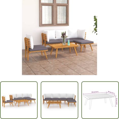 Holzsofa - 6-tlg. Garten-Lounge-Set mit Kissen Massivholz Akazie (1/5)