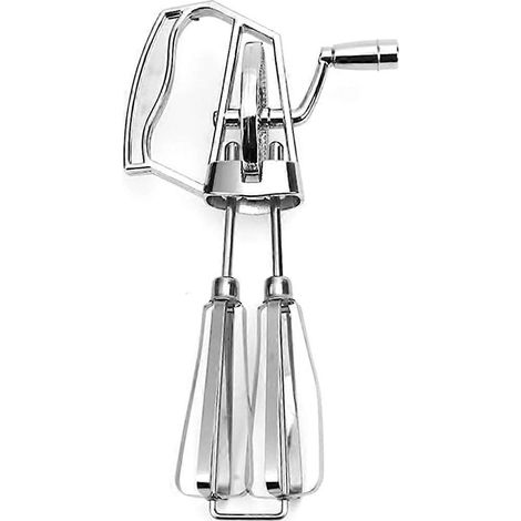 Handkurbel-Eierquirl – Schneebesen aus Edelstahl, silber (1/5)