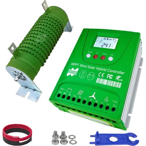 Controlador de carga híbrido eólico-solar, compatibilidad 30A/60A, alta eficiencia, 1000W solar, 24V/48V automático, híbrido eólico-solar externo (1/5)