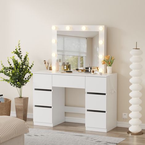 WestWood Dressing Table Large Vanity Desk LED Mirror 7 Drawers Charging Station (1/5)