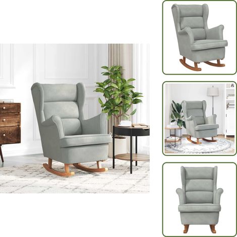 Silla con respaldo alto - vidaXL Mecedora con respaldo alto de terciopelo y madera maciza - Mecedora de madera