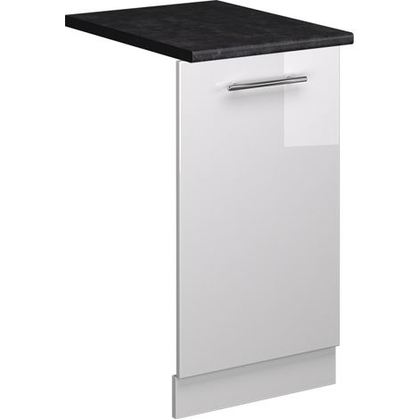Façade de lave-vaisselle Fame-Line, Blanc Haute brillance, 45cm , PT Anthracite, Vicco