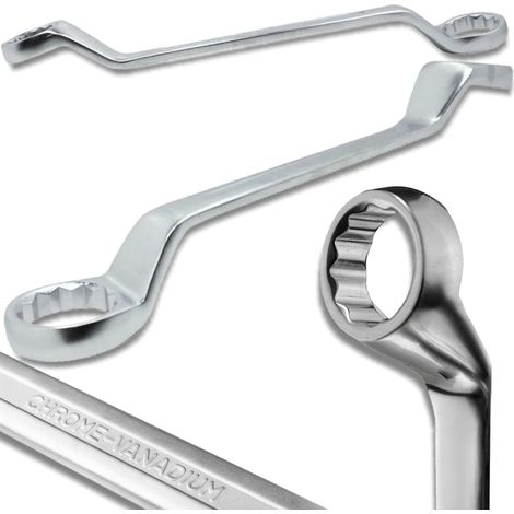 JCB Ringschlüssel, 2-seitig, abgewinkelt 45 Grad, 10 x 12 mm, Cr-V, 12-kant