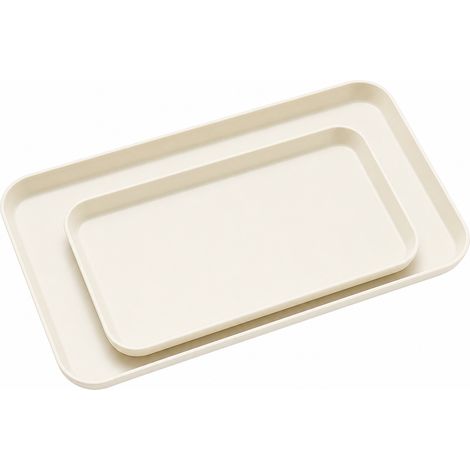 Lot de 2 plateauxs en plastique crème, tailles grande et très grande