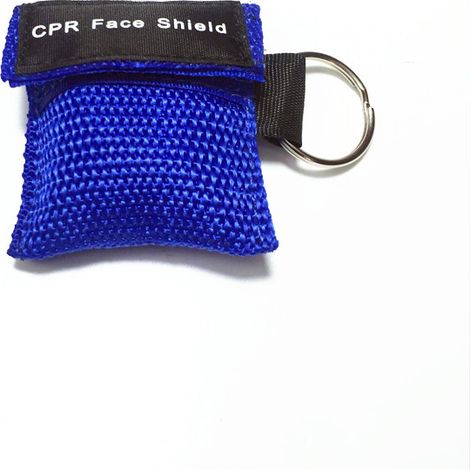 Lot de 10 masques de protection respiratoire bleus avec anneau porte-clés pour trousse de premiers secours et formation aux premiers secours (1/5)