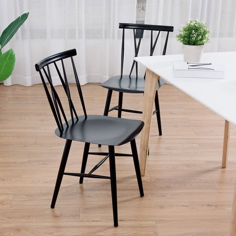 Lot de 2 chaises de salle a manger en metal hauteur dassise 435 cm dossier en x lot de 2 chaises trattoria industrielles (1/5)