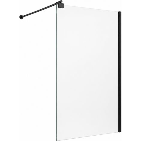 OTITEC Paroi de douche PRAIA 120 x 200 cm noir verre transparent 6 mm (1/4)