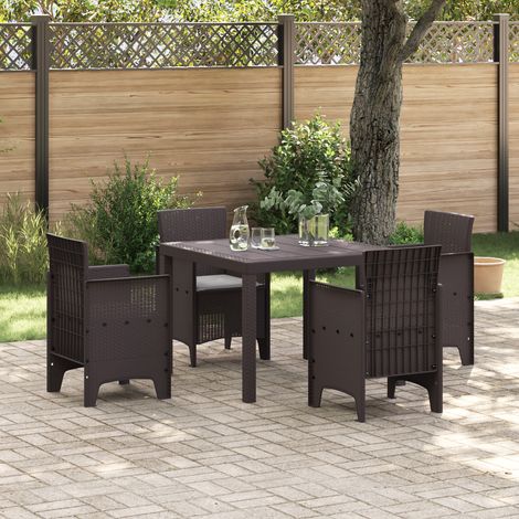 vidaXL Ensemble de salle à manger pour jardin 5 pc Marron (1/5)