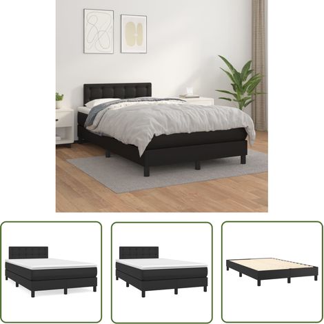 The Living Store Sommier à lattes de lit matelas Noir 120x200 cm Similicuir - Lit Double - Lit Plateforme - Literie - Chambre À Coucher - Meuble Design (1/5)