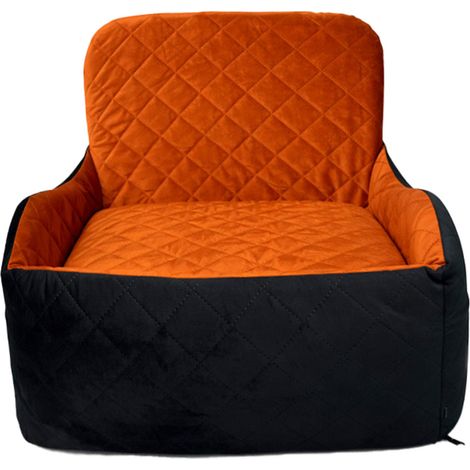 SIÈGE AUTO POUR CHIEN, MOUSSE À MÉMOIRE, DÉTACHABLE, POChes LATÉRALES, 3 SANGLES, MARRON CLAIR (1/5)