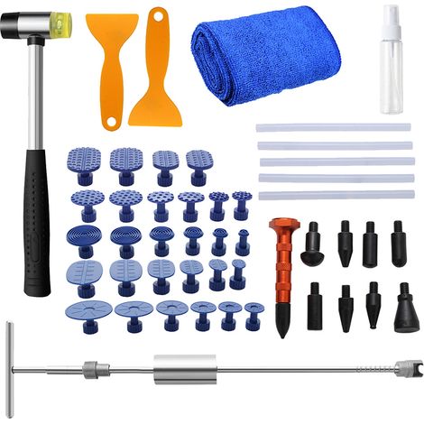 Wolketon Kit di rimozione delle ammaccature 48 pezzi in acciaio inox strumento di riparazione della carrozzeria e pannelli della carrozzeria auto Dent Remover