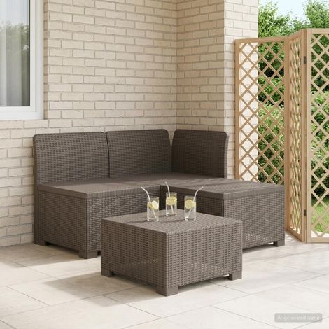 vidaXL Sofá de Jardín de 3 Plazas Look Ratan 3 plaza PP Gris Claro (1/5)
