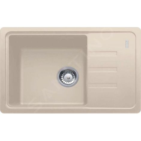 Franke – Évier en fragranit 1 bac 62x44 cm – Bonde à panier 3 1/2“ avec trop-plein – Siphon compact 6/4“ avec prise lave-vaisselle – Montage sous plan