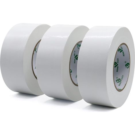 White Duct Tape, Heavy Duty Duct Tape, 3 Rolls 50mm x 50m for Repair, Fastening, Sealing, Labelling and Renovation Work (1/5)