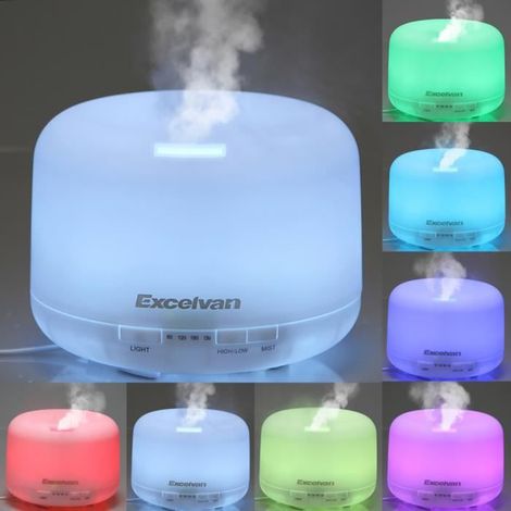 Excelvan 500ml 7 Couleurs Humidificateur Ultrason/Diffuseur d\'Huile Essentielle LED Configuration temps(1/2/3 Heures) pr Chambre Béb (1/4)