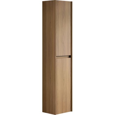 Armario alto estrecho para baño de 140 cm con 2 puertas y estantes ajustables, color espresso (1/5)