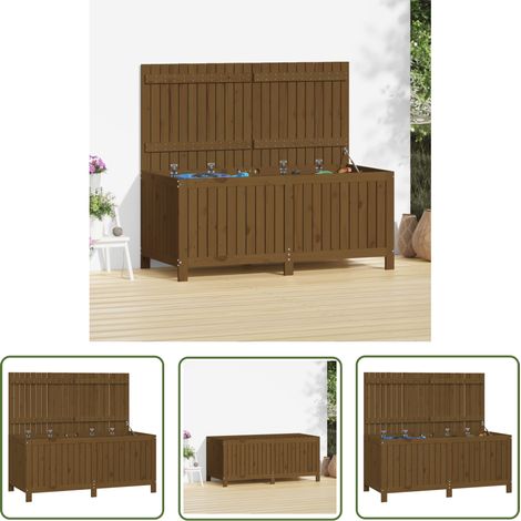 The Living Store Boîte de rangement de jardin Marron miel 147x68x64 cm Bois pin - Boîte De Rangement Jardin - Coffre De Jardin - Rangement Extérieur - Meuble De Jardin - Bois De Pin (1/5)