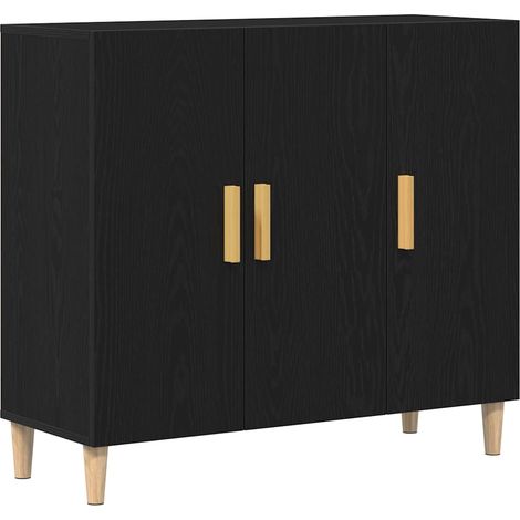 Maison Exclusive - Credenza Rovere Nero 90 x 34 x 80 cm Legno multistrato