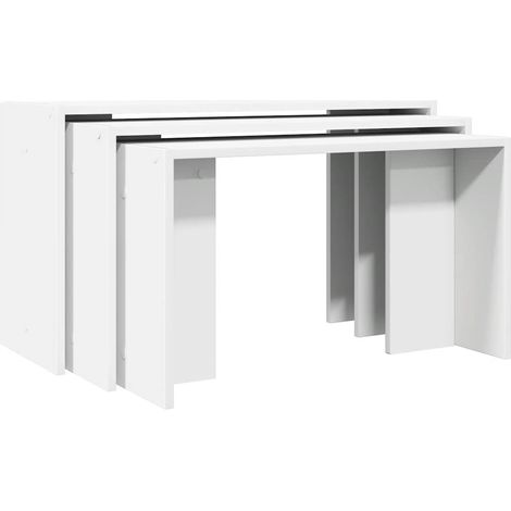 Maison Exclusive - Tables gigognes 3 pcs blanc bois d'ingénierie (1/5)