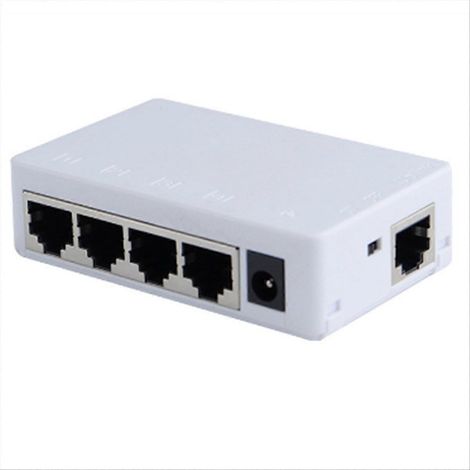 4-Port 100-Mbit/s-PoE-Extender, 1 Eingang, 4 Ausgänge, 250 Meter Reichweite, Power-over-Ethernet-Repeater, kompatibel mit IP-Kameras und Access Points, kompaktes Design (1/5)