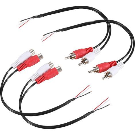 4 Pcs Adaptateur RCA mâle double et femelle double vers extrémité ouverte à fil nu, connecteur RCA mâle et femelle vers câble à 2 broches pour haut-parleurs d'amplificateur (1/5)