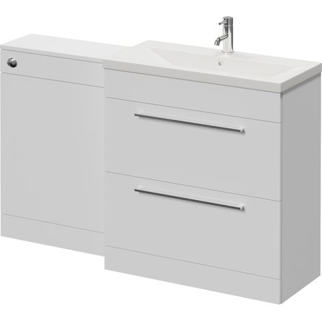 Napoli 390 Cento Gloss White 1400mm 2 Drawer Vanity Unit Toilet Suite with Glide Basin - 1400mm - Chrome 480mm HandleWithout Kingston Toilet Pan