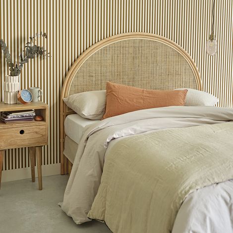 Berah Getah – Tête de lit en rotin naturel 145 cm – Hauteur 120 cm – À poser contre le mur – Style bohème pour lit 140 cm