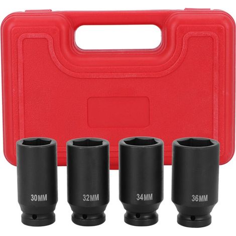 4 pièces 6 points 1/2 pouces DR, roue avant et arrière, écrou d'essieu, accessoire de douille à Impact profond (1/5)