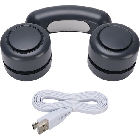 Ventilateur de cou portable rechargeable à 3 vitesses, silencieux, fonctionnant sur batterie, à semi-conducteurs, idéal pour la maison, le bureau, les voyages et les activités de plein air (noir). (1/5)