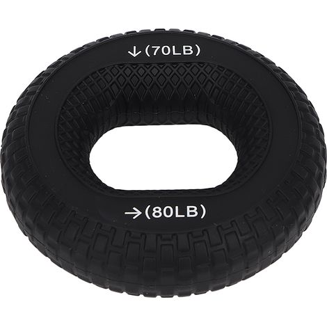 Poignée de musculation en silicone souple noire, résistance 70-80LB, anneau d'exercice portable pour avant-bras et doigts, texture pneu antidérapante (1/5)