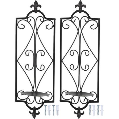 Hanging iron wall candle holders, 2 pieces, decorations for living room and dining room (1/5)