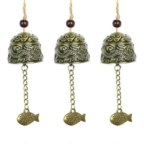 Carillon éolien vintage gravé, motif dragon pour cour et jardin. (1/5)