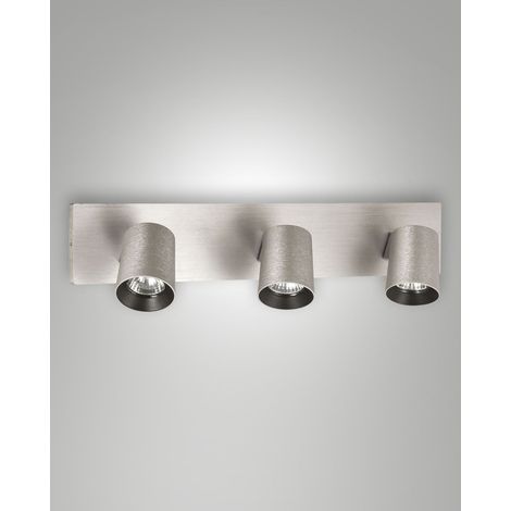 Modo Faretto Moderno a 3 Luci in Alluminio Pressofuso Colore Alluminio Spazzolato, Attacco GU10 Max 35W per Illuminazione d'Interni di Classe