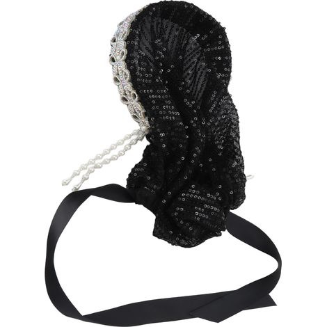 Hijab for Women Elegant Elastic Flexible Soft Silky Hot Rhinestones Bow Muslim Headband Women's Hat HeadscarfBlack (1/5)