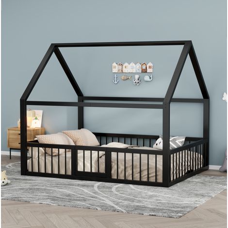letto 140x200 camera bimbi salvaspazio design tetto nero OKMYHOME (1/5)