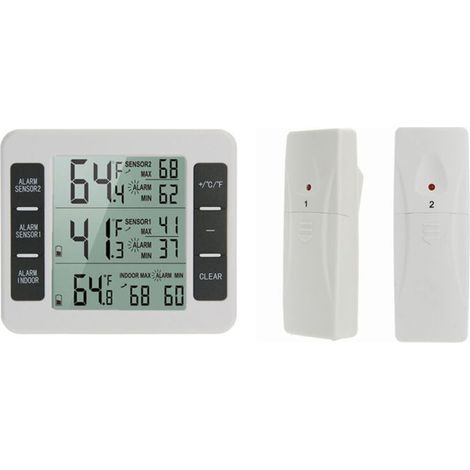 1 thermomètre intérieur/extérieur sans fil, 2 capteurs, grand écran LCD, enregistrement min/max, pour maison, bureau, cave à vin (1/5)