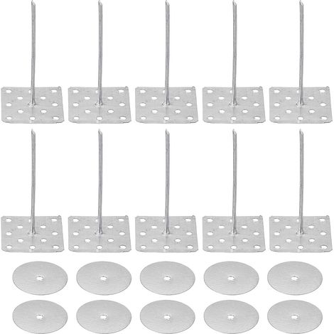 2 Inch Perforated Insulating Pins with Round Washers, 50 Pack Aluminium Insulation Nail Wall Dowel for Fixing Foam Plates to Wall or Ceiling (1/5)