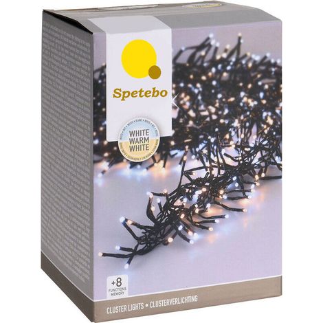 Spetebo – Guirlande lumineuse LED 3000 lumières – blanc chaud et froid – 22 m – 8 fonctions – extérieur et intérieur – IP44