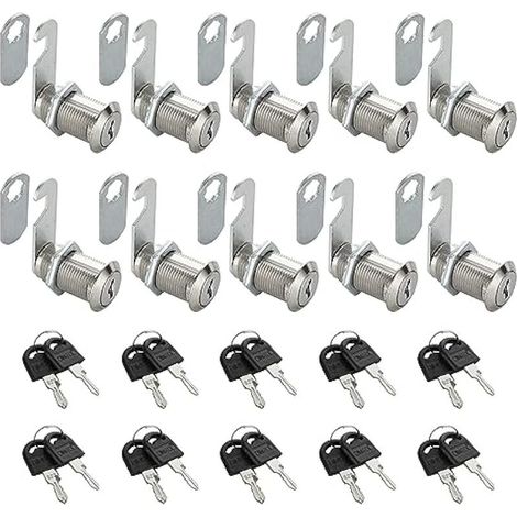 Lot de 10 Serrures Boîte aux Lettres 30mm Serrure Armoire Metallique, Barillet Boite aux Lettres en Alliage de Zinc avec 20 Clés pour Tiroir, Armoire, Placard, Boîte aux Lettres (1/5)