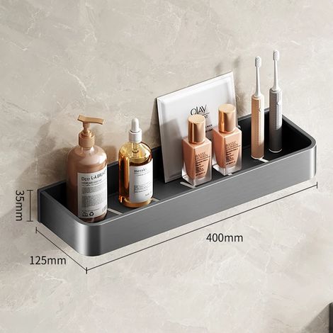 Étagère de douche murale flottante (40 cm) pour salle de bain ou toilettes, rangement pour placards de cuisine. (1/5)